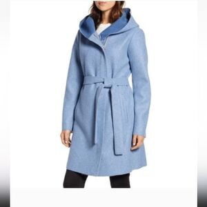 BENARDO Stylish Light Blue Hooded Coat